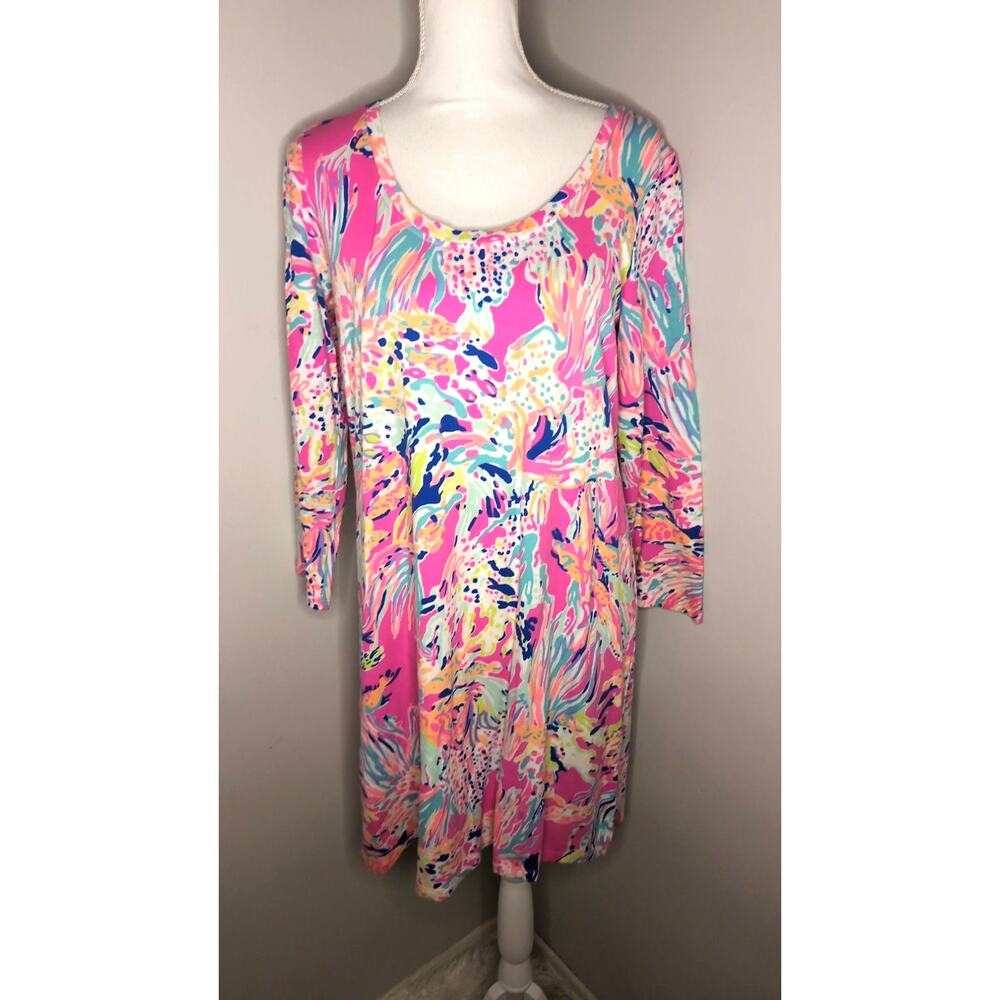 Lilly Pulitzer Devon Tiki Pink Sunken Treasure Shift Dress Size M